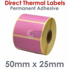 Pink mobile printer labels 50mm x 25mm