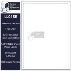 LL01SE A4 Labels, 1 Label Per Sheet, 199.6mm x 289.1mm, L7167 Equivalent, 500 Sheets per box