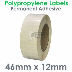 Labels 46mm x 12mm waterproof gloss white polypropylene