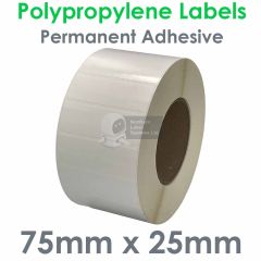 75mm x 25mm polypropylene labels waterproof