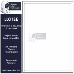 Removable adhesive A4 sheets of labels LL01SE-REM.