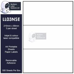Removable Adhesive A4 Sheets LL03NSE-REM Labels