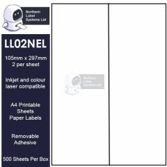 Removable adhesive A4 sheets of labels LL02NEL-REM.